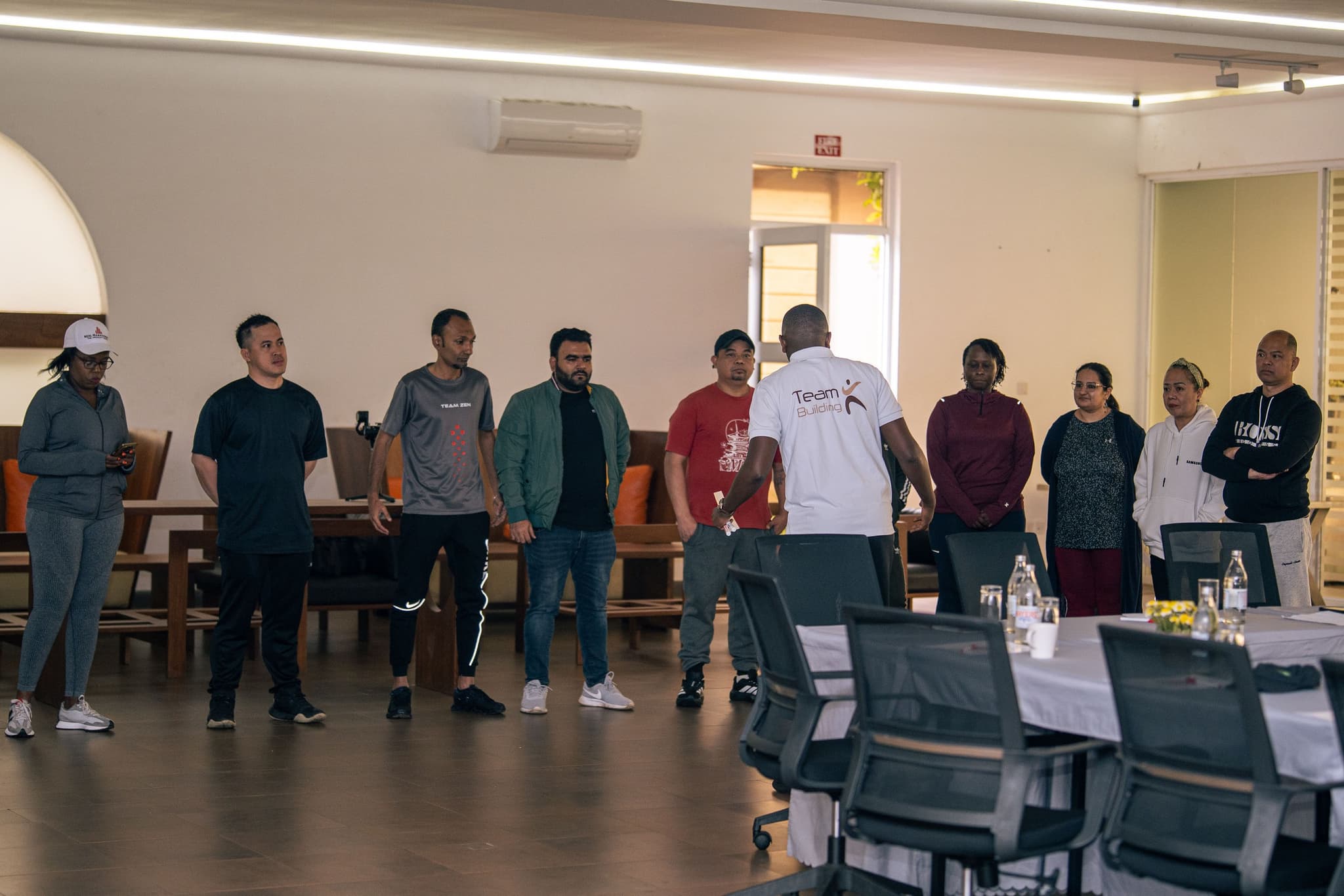 Corporate team engaged in a facilitated group experience